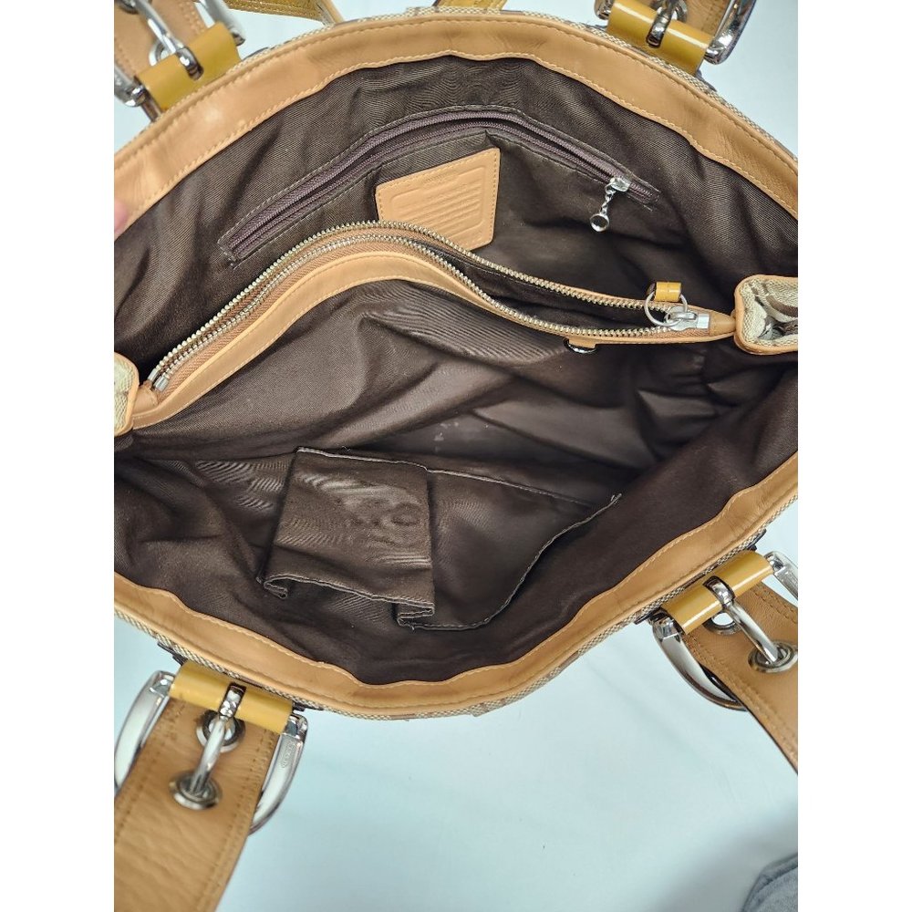 Coach XL Tan Signature Print Gallery Tote Bag - Picture 8 of 10